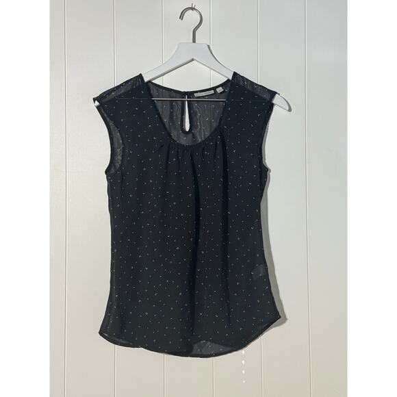 Halogen Black Moon Print Sheer Blouse Cap Sleeve Size XS - Picture 2 of 7